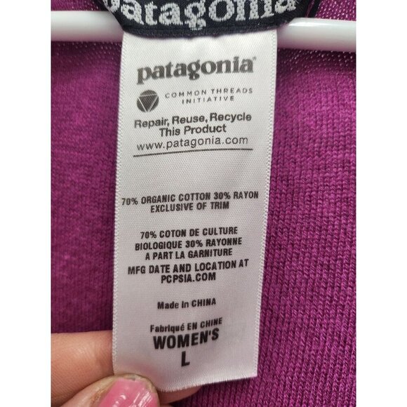 Patagonia Women Cardigan Large Orchid Pink Organic Cotton Two Button Lightweight - Picture 5 of 7
